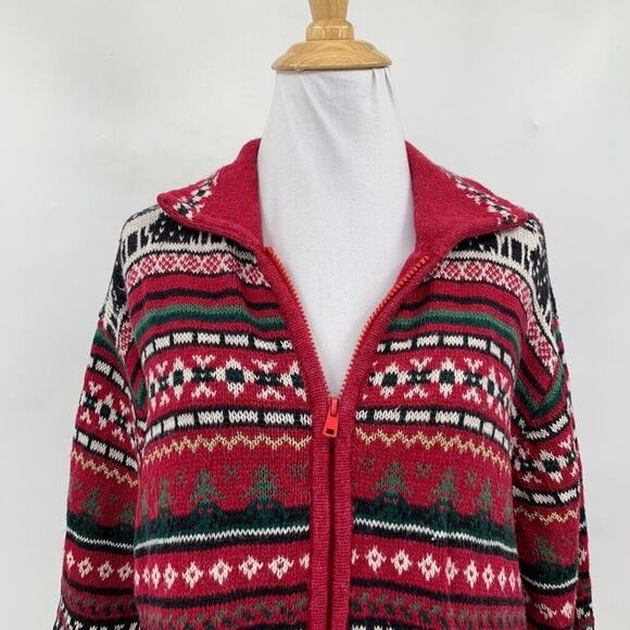 Tiara International Sweater Women L Large Ramie Blend Christmas FullZip Cardigan - Picture 4 of 9